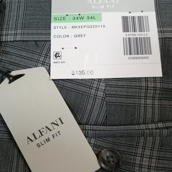 BNWT ALFANI Men's Pants Gray Size 34W×34L - Picture 5 of 6